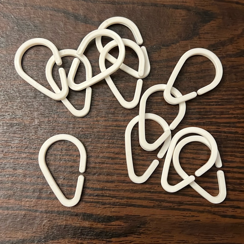 White Plastic Shower Hook Rings